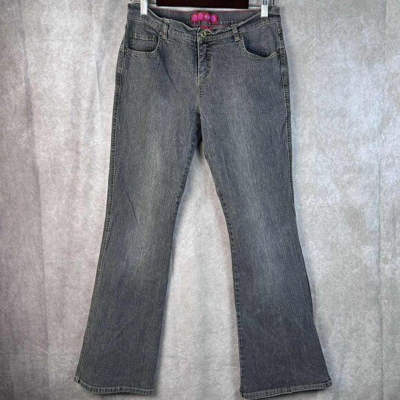 Y2K Gray GLO Flare Jeans Size 9 - Picture 1 of 9